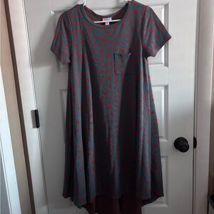 LuLaRoe High Low Dress in Gray and Red